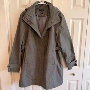 Kirkland Signature Women's Heather Gray Hooded Trench Coat